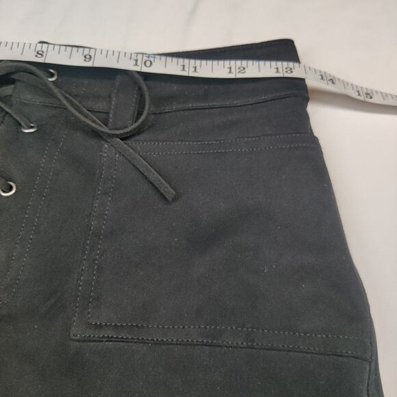 Club Exx Faux Suede Stretch Cut Off Lace Up Mini Skirt XS Rave Gothic Festival - Picture 9 of 10